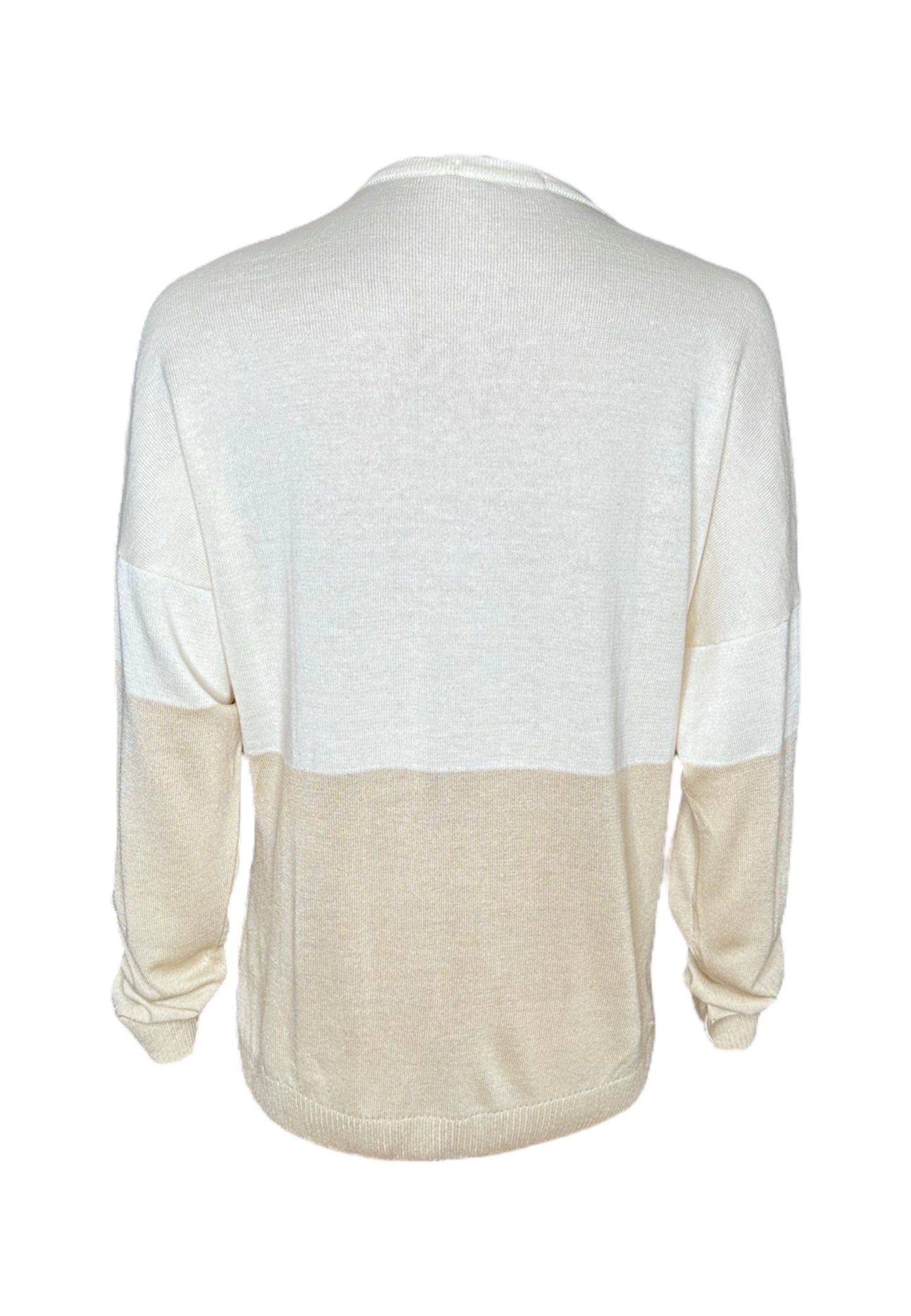 Two Color V-Neck Knit Sweater