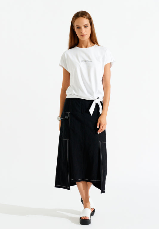 Contrast - Stitch Maxi Skirt in Black