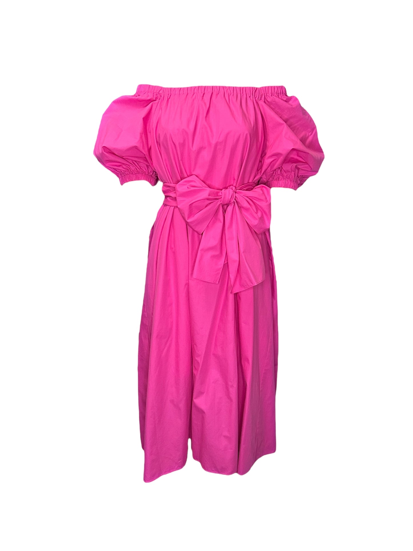 Long Puff Sleeve Dress with Waist Strap