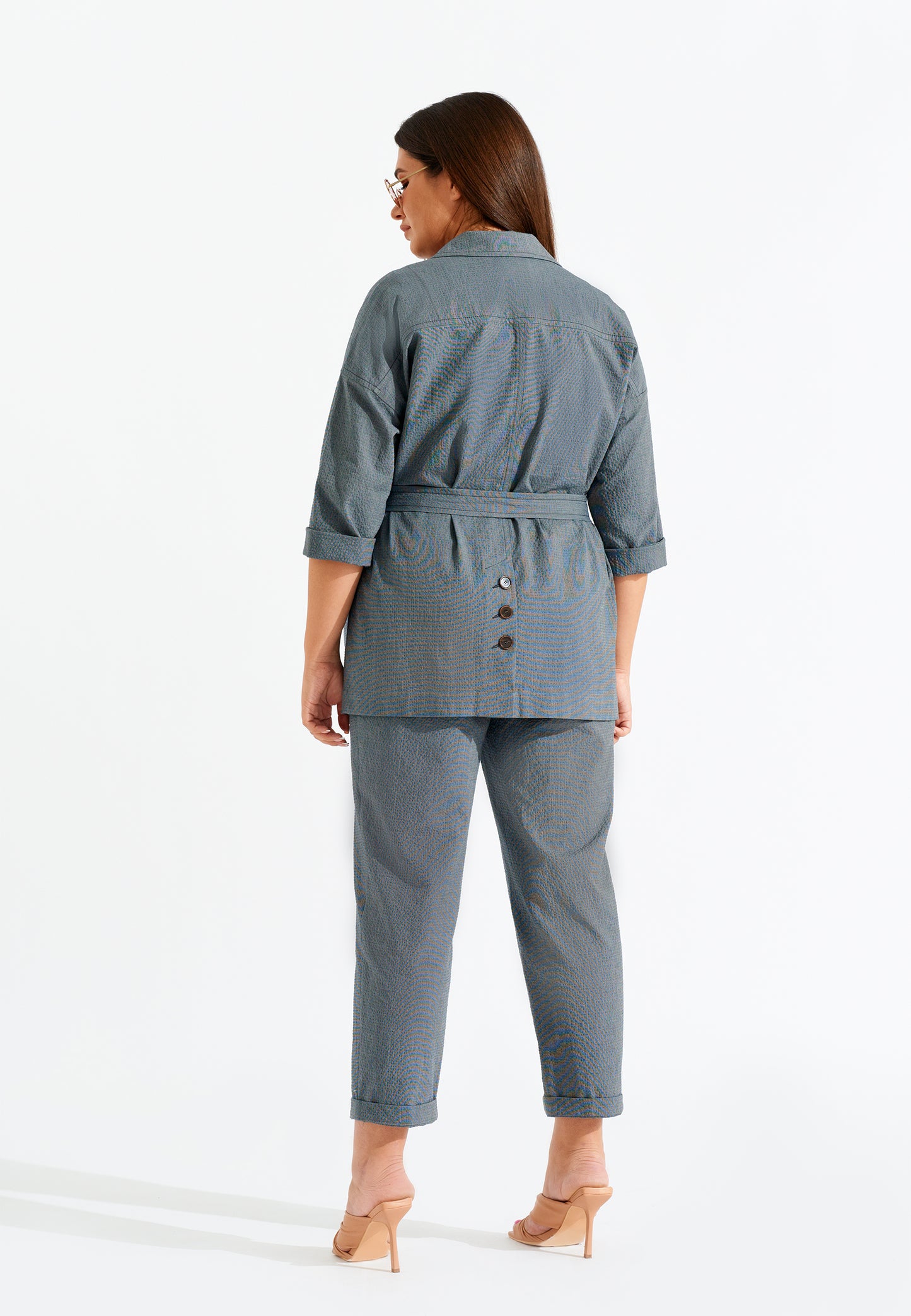 High Rise Fold Up Cropped Pants