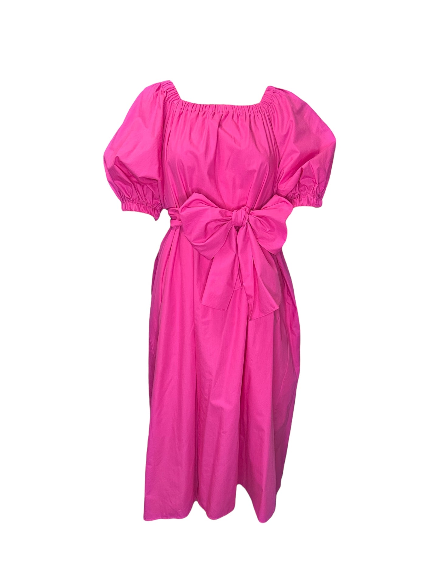 Long Puff Sleeve Dress with Waist Strap