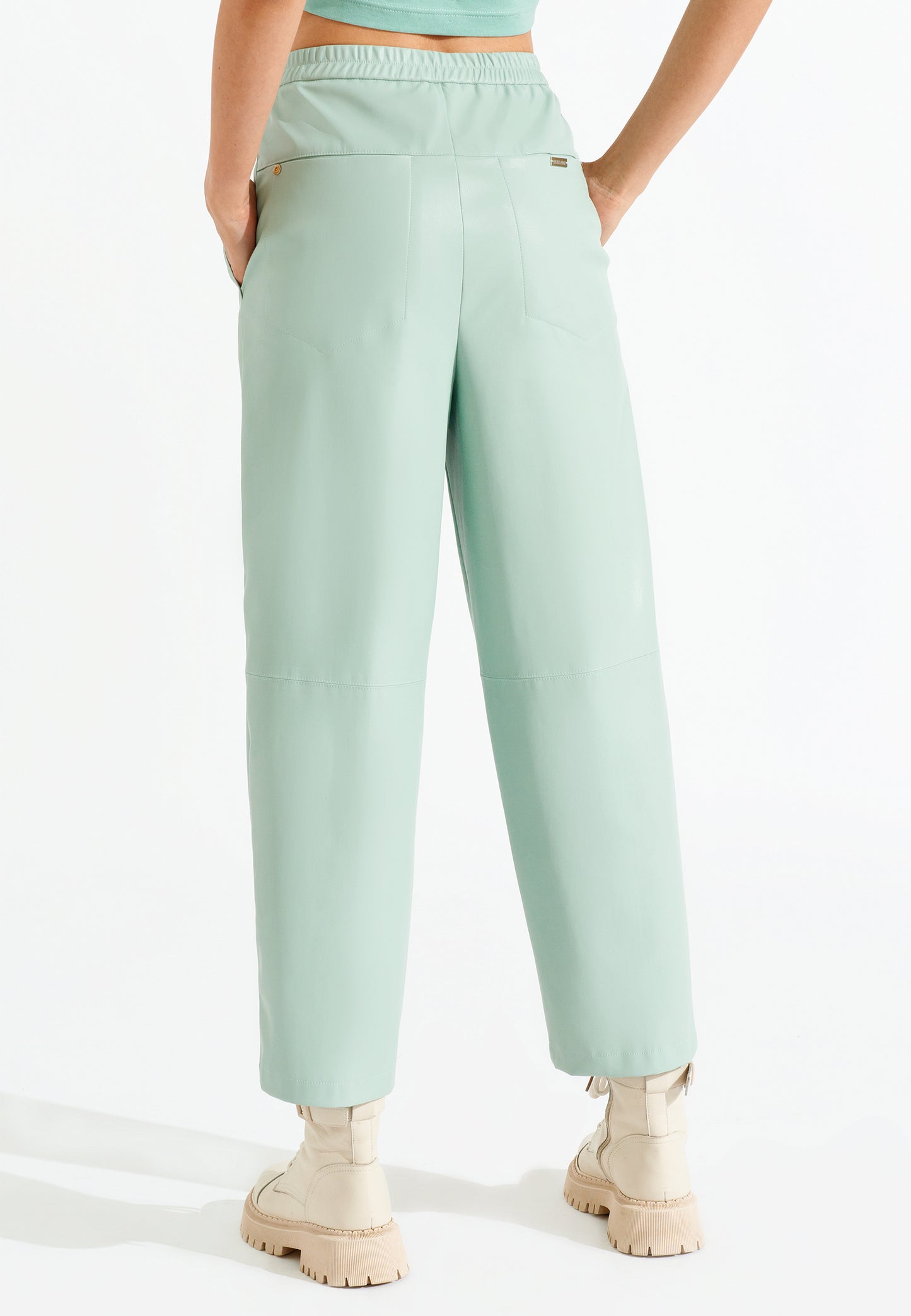 Eco Leather Turquoise Pants