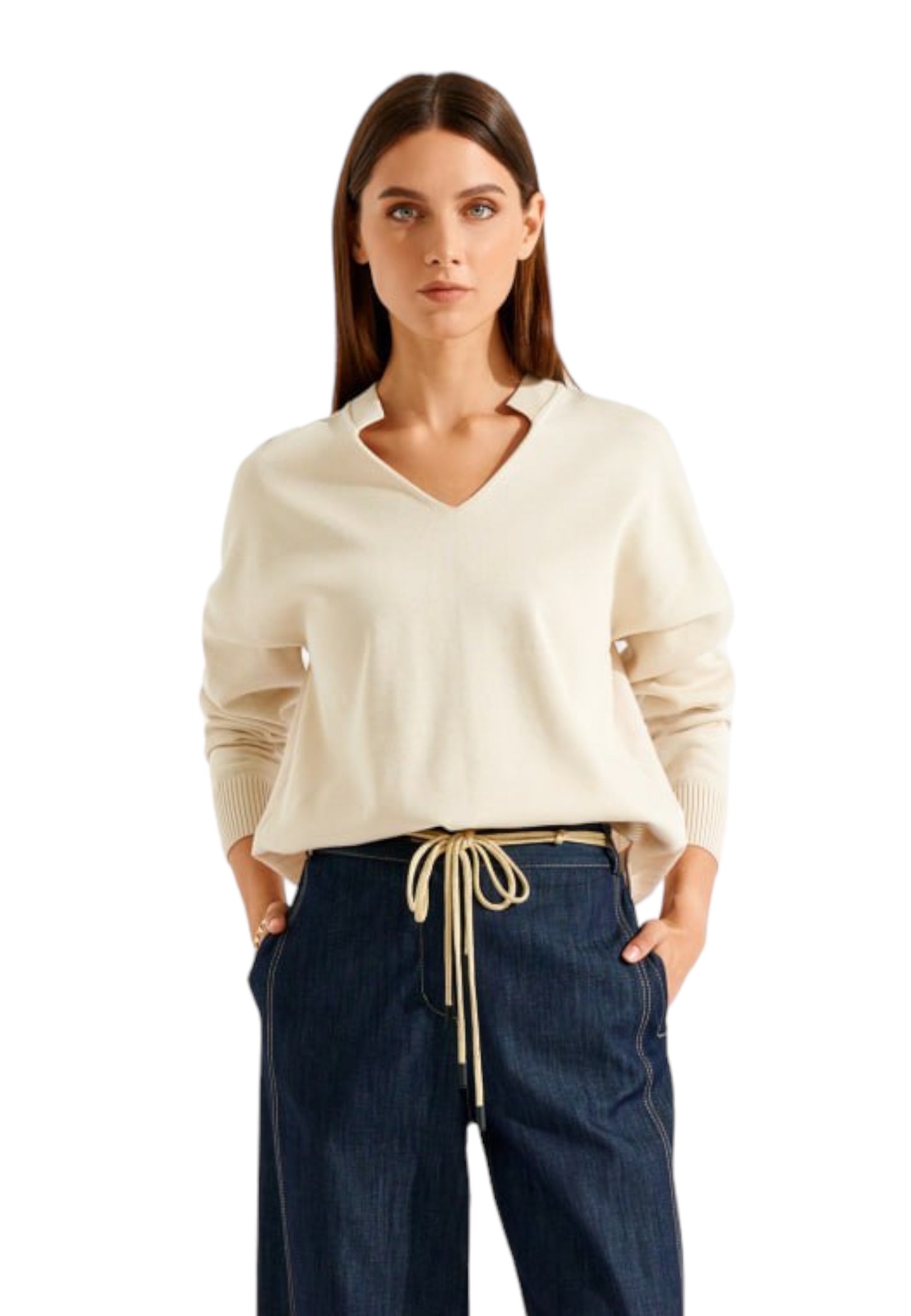 Knitted High-Low Hem Sweater