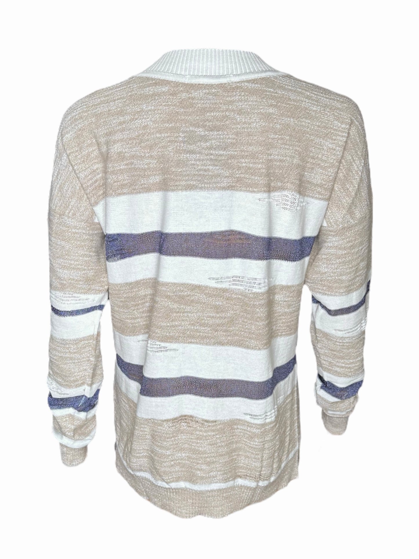 Striped Beaded Long Sleeve Sweater