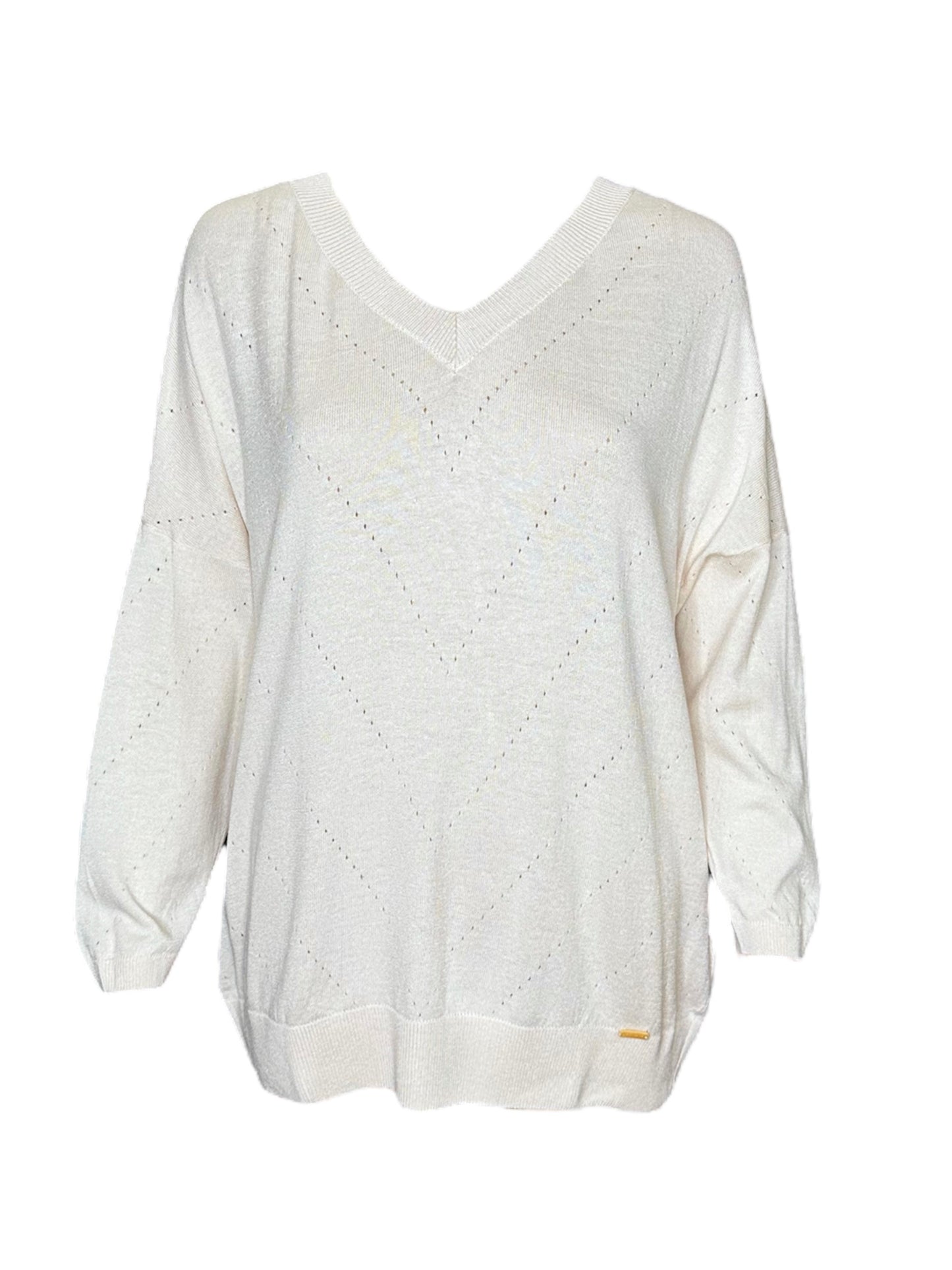 V-Neck Hole Detail Sweater