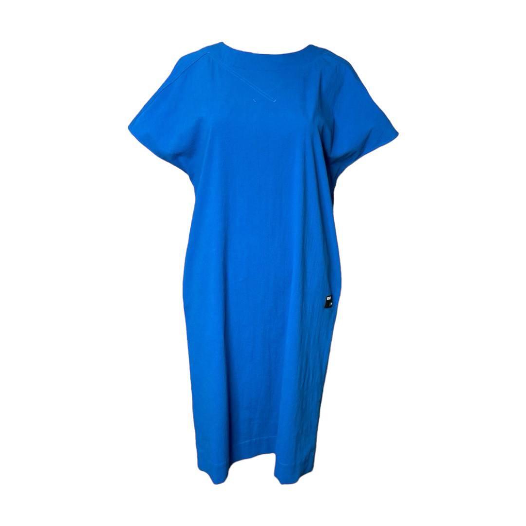 Straight Fit Cape Sleeve Stretchy Blue Dress
