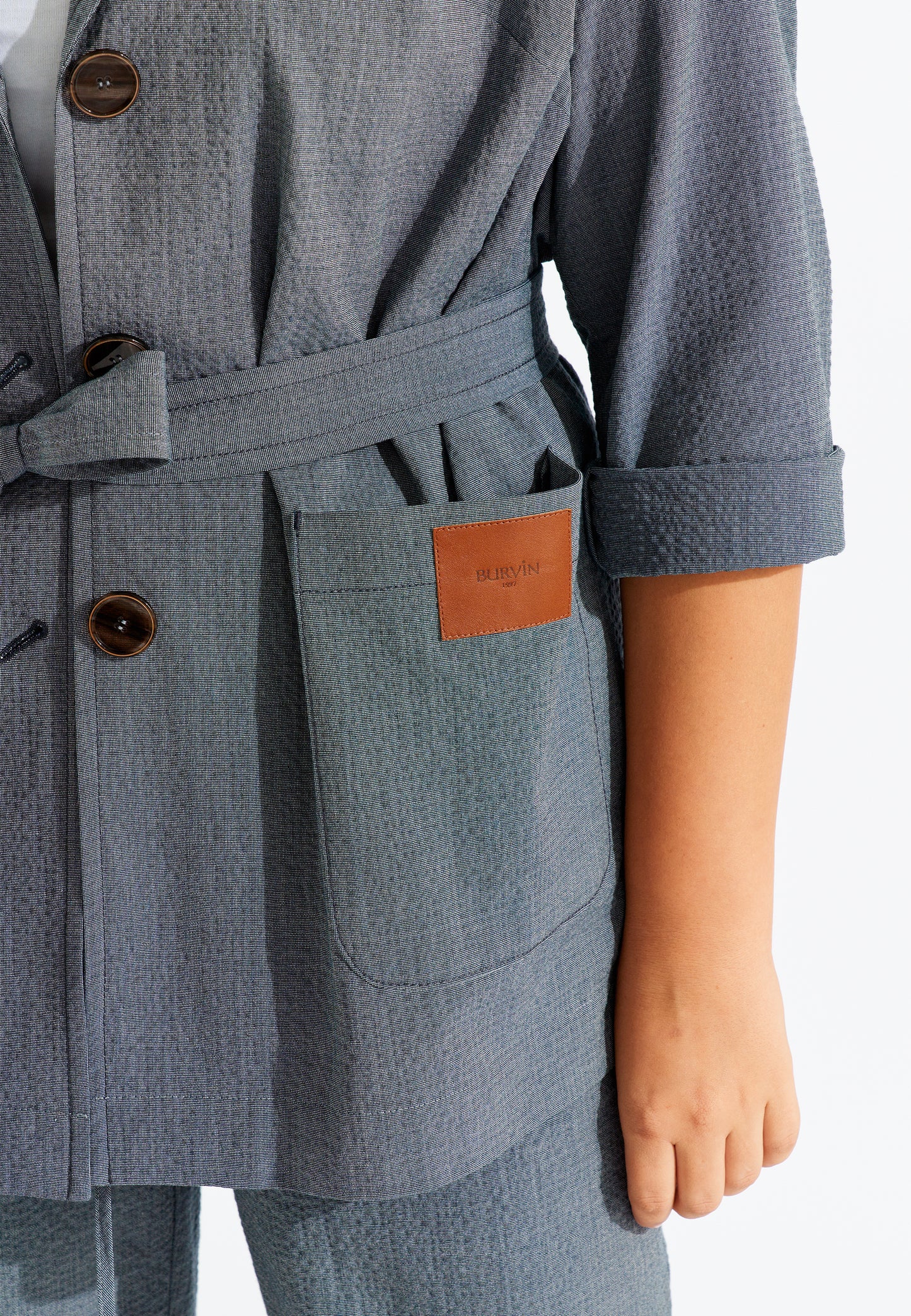 Notch Lapel Three Quarter Sleeve Blazer